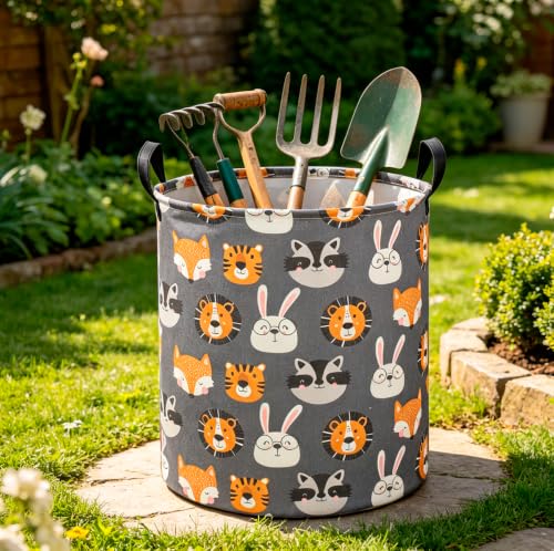 Image of CLOCOR Kids Laundry Basket,Collapsible Fabric Storage Container,Gift Basket(Animal Heads)