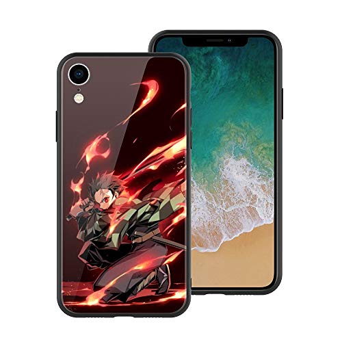 Demon Slayer iPhone6(6s) Plus Case, Tempered Glass Back Soft TPU Bumper Anti-Scratch Ultra-Thin Kimetsu No Yaiba 016 Phone Case for Girls, Teens, Adults, for iPhone6(6s) Plus (5.5'')