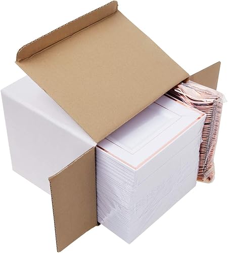 Miniatura 7 de WDF 86 platos de postre de oro rosa de 6 pulgadas con 86 tenedores desechables de 5 pulgadas, elegantes platos cuadrados de plástico, platos de