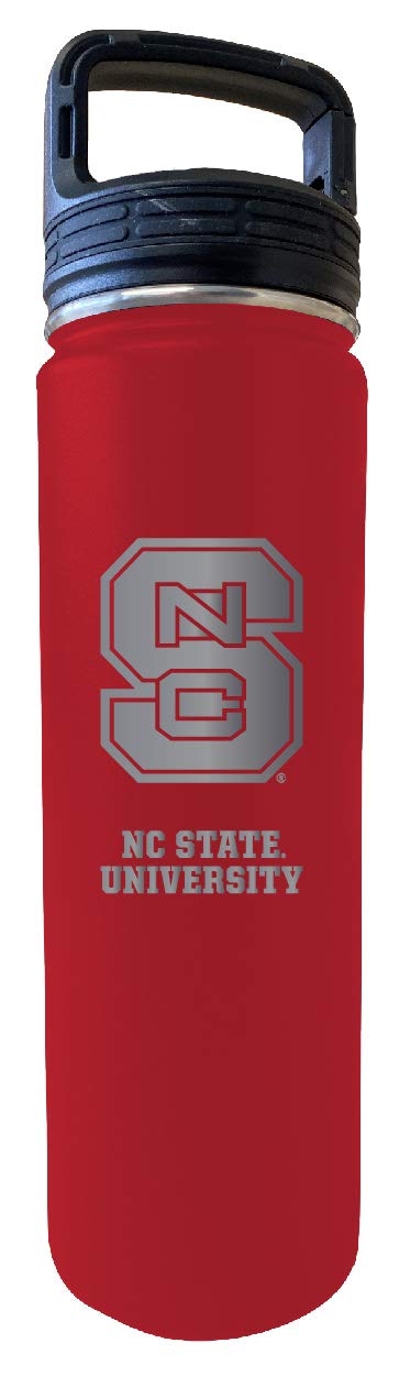 NC State Wolfpack 24 oz Engraved Red Insulated Double Wall Stainless Steel Water Bottle Tumbler Officially Licensed Collegiate Product