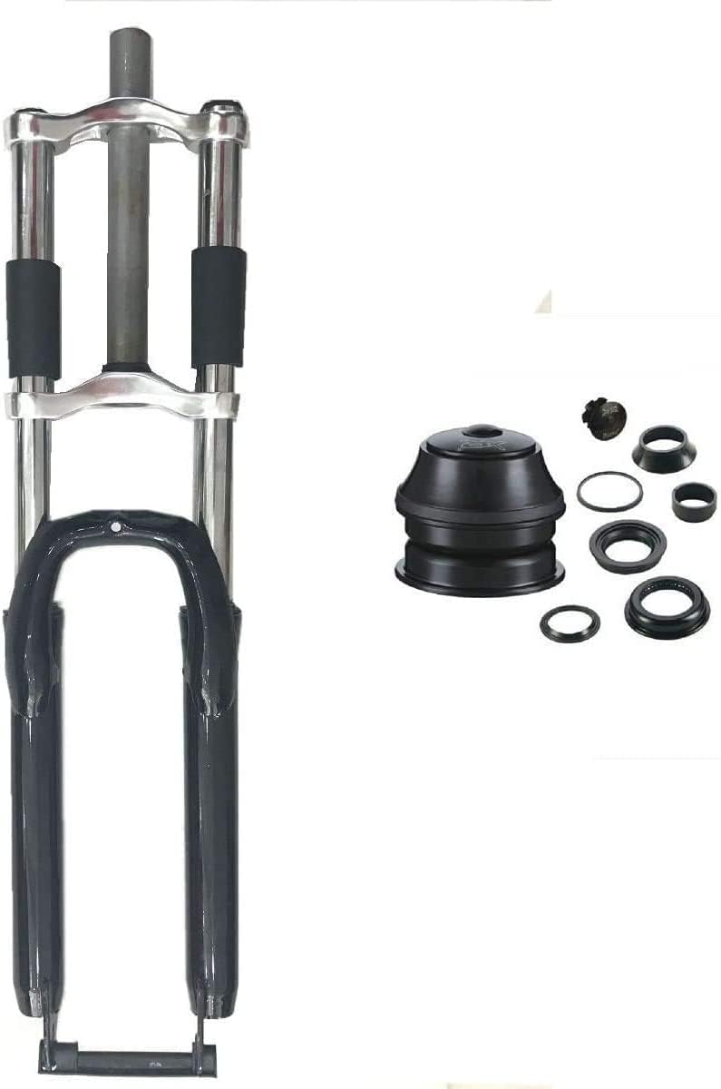 Black 26 inch Tripe Tree Bicycle Front Fork and 1 1/8 inch Black Headset Combo-Gas Motorized Bicycle