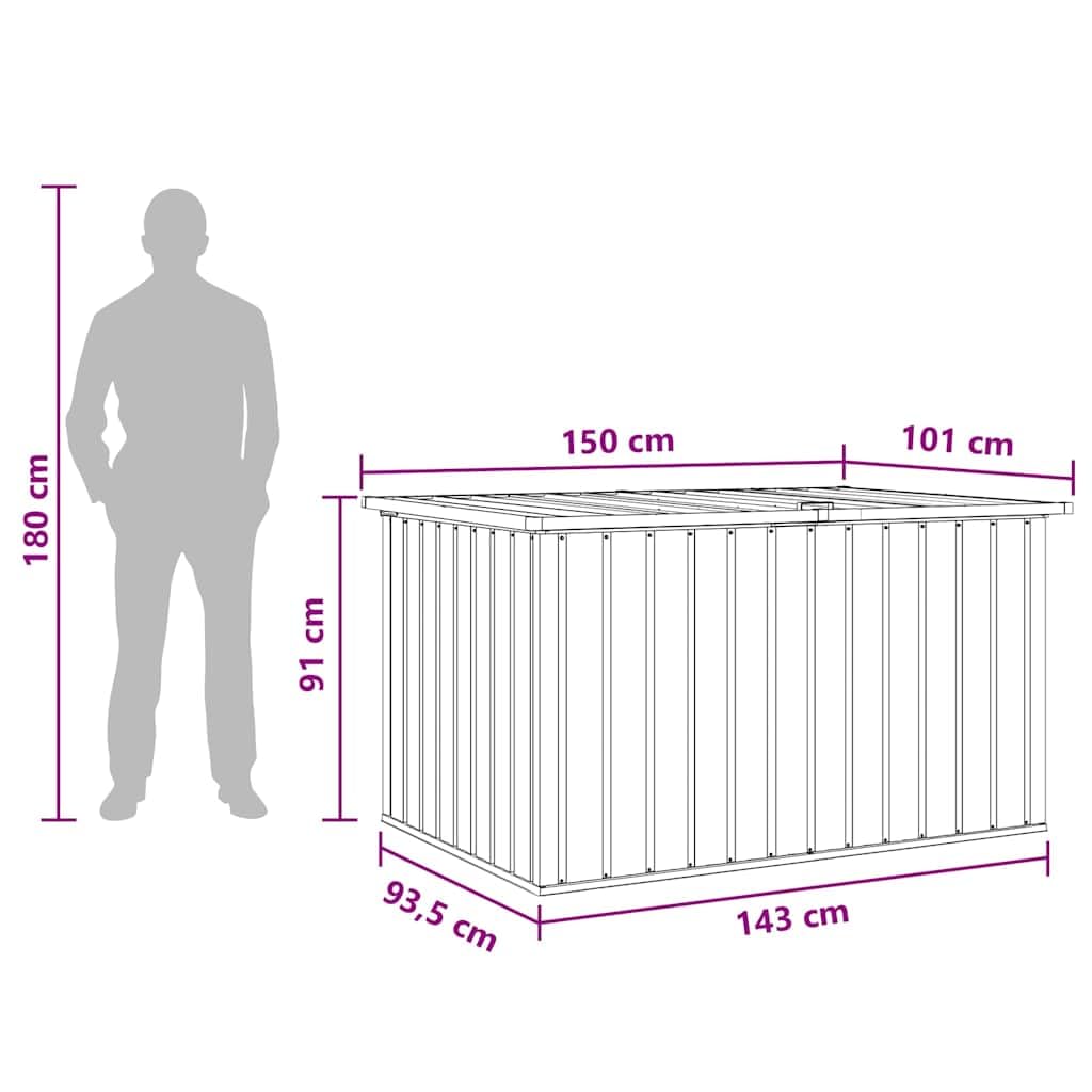 Gartenbox Anthrazit verzinkter Stahl 149x99x93 cm mit Klappdeckel wetterfest wasserdicht Stauraum für Kissen Auflagen Balkon Terrasse Outdoor Schutz Sitzbank
