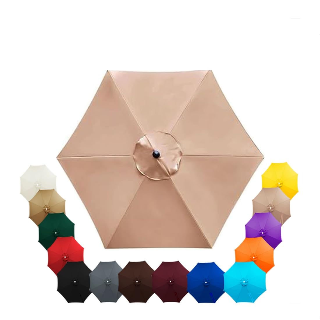 Parasol Replacement Canopy 2.5m, 2.7m, 3.5m, 6/8 Arms , Garden Umbrella Replacement Parasol Fabric, for Yard, Beach, Garden Umbrella, Canopy Only, Beige(Champagne,2.5m/6-Ribs) — image 1