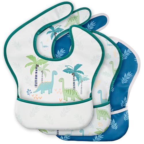 CIVARUA KIDS 3-Pack Waterproof Baby Bibs for Eating - Mess Proof Lightweight Toddler Feeding Bibs with Large Food Catcher, Food-Grade Baby Eating...