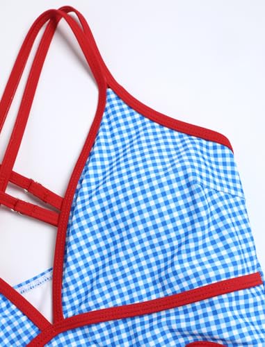 Image of ZAFUL Women's Petal Cut Out One Piece Swimsuit Colorblock V Neck Dual Straps Crisscross Backless Bathing Suit