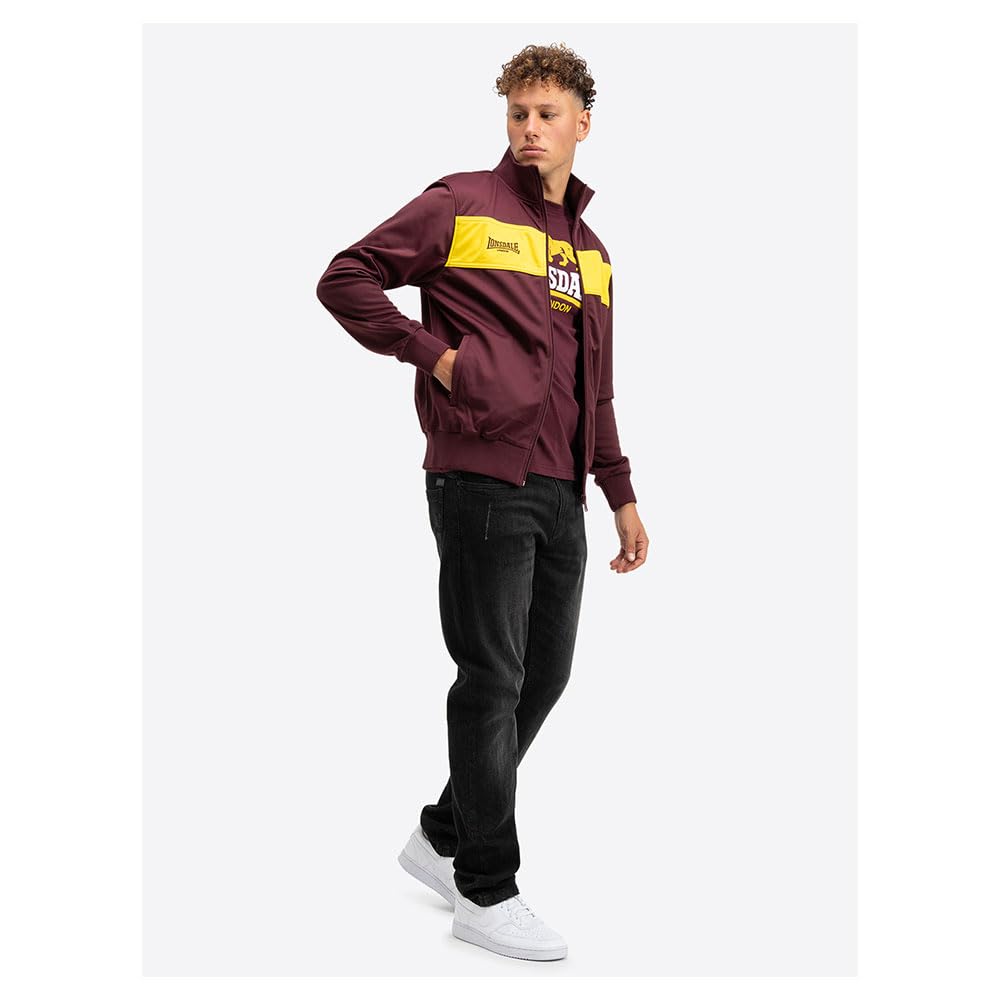 Lonsdale Męska kurtka treningowa wąski krój ALNWICK, Oxblood/Yellow, XL, Oxblood/Yellow, XL