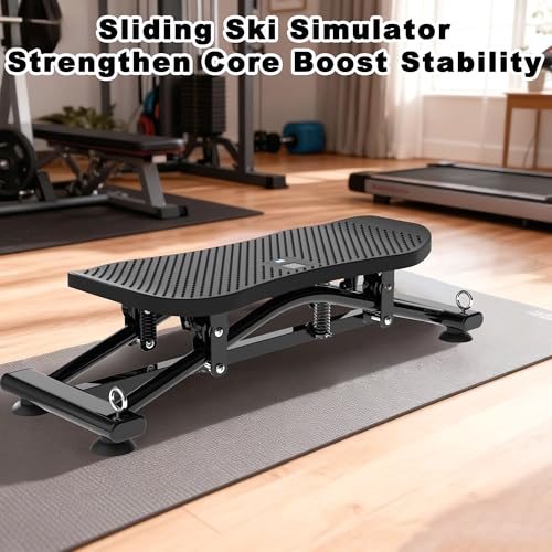Image of KINMAC 2-in-1 Rocking Stepper with Resistance Bands, Portable Balance Board for Exercise at Home, Quiet Mini Stair Stepper with LCD Monitor, Ski Trainer for Workout Home Gym