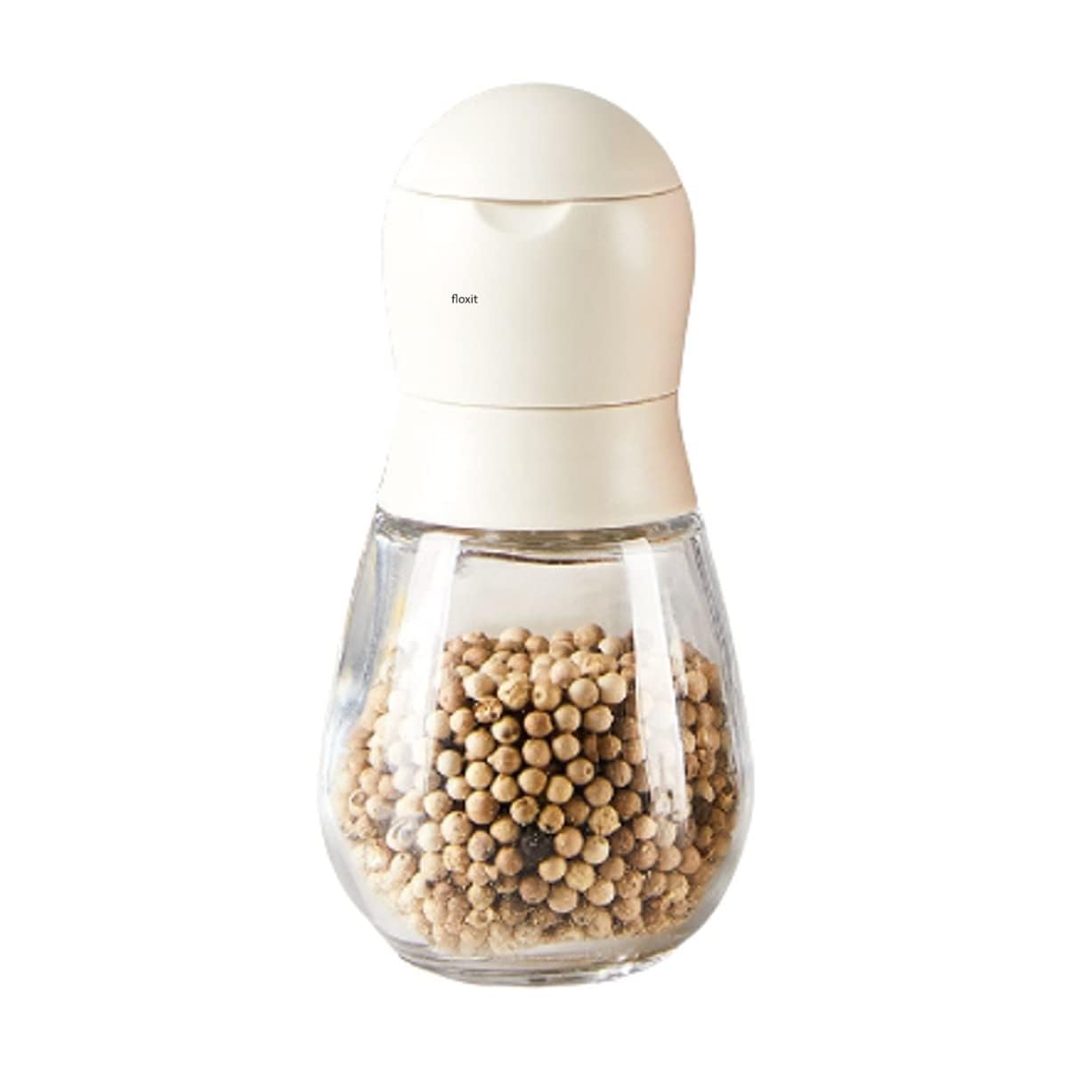 FLOXIT Salt and Pepper Grinder Refillable Pepper Mill Adjustable Coarseness Glass,Spice Grinders for BBQ Kitchen Restaurant Pepper GrinderTraditional (1 PCS White Pepper Grinder)-image-10