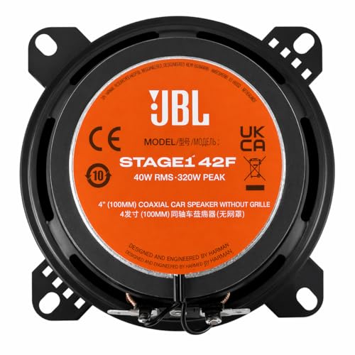 Image of JBL Stage1 GEN2 42F - 4 Inch (100mm) 2-Way Coaxial Car Speakers - 40W RMS - 210W Peak - Compact Fit - OEM Replacement - Easy Install Audio - No Grille - Pair