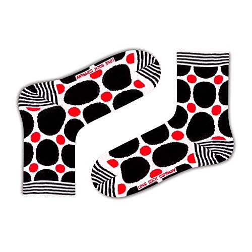 Polka Polka Dots organic cotton funky colorful low calf crew women's socks. Love Sock Company. (White)