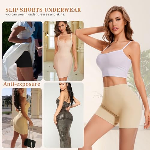 Image of Womens Slip Shorts for Under Dresses Seamless Shaping Boyshorts | Under Dress Shorts, Tummy Control Underwear Shorts, Shapewear Panties, Light Compression, Smooth, Invisible Under Dresses