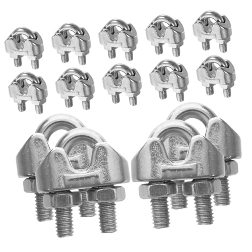 SOLUSTRE 304 Stainless Steel Wire Rope Cable Clips 20pcs u Bolt Clamps Secure Wire Rope Fasteners Cable Clamp Grips