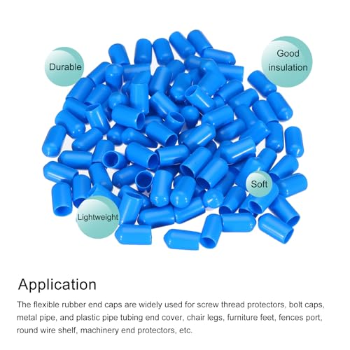 Image of MECCANIXITY 100pcs 8mm(5 /16 inch) Rubber End Caps Cover PVC Vinyl Screw Thread Protector Round Wire Shelf Caps for Screw Bolt Pipe Fence Post, Light Blue