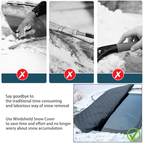 Image of Windshield Snow Cover for Ice with Magnetic Edges,65 * 50in Windscreen Frost Protector with Side Mirrors Cover,5 Layers Protection,Winter Frost Ice Guard for Car,SUV,Pickup Truck (Silver)