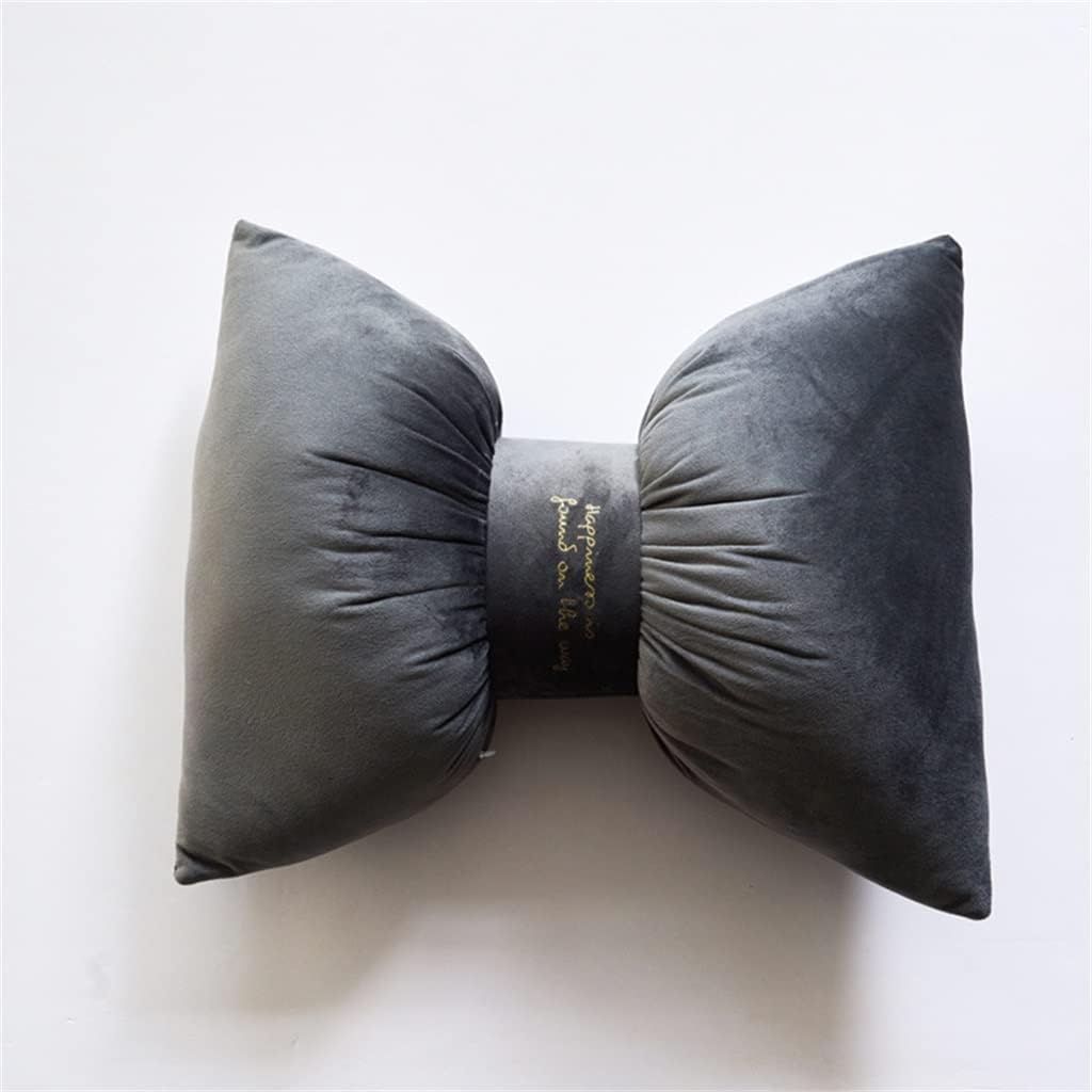HBJWOV Decorative Bow Pillow with Filling Velvet Back Neck Rest Support Knot Home Decor Soft Travel Bed Sofa(D)