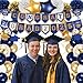 2024 Class of 2024 Kit-Gold Blue Graduation Banners, Paper Pompoms, Foil Balloons