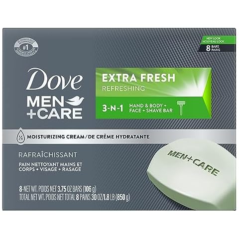 DOVE MEN + CARE 3 in 1 Bar Cleanser for Body, Face, and Shaving Extra Fresh Body and Facial Cleanser More Moisturizing Than Bar Soap to Clean and Hydrate Skin 3.75 Ounce Cover