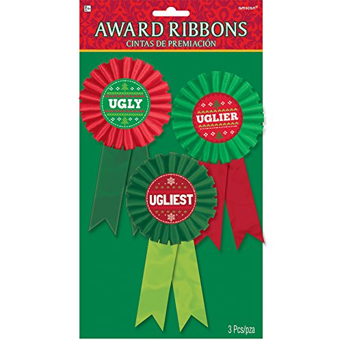 Festive Green & Red Ugly Sweater Contest Award Ribbon -3