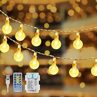 SUWITU Fairy Lights Battery Operated, 15M 100LED Globe String Lights Battery Powered with Remote, 10 Modes Waterproof Globe Fairy Lights for Christmas Halloween Party Wedding Garden, Bedroom Decor