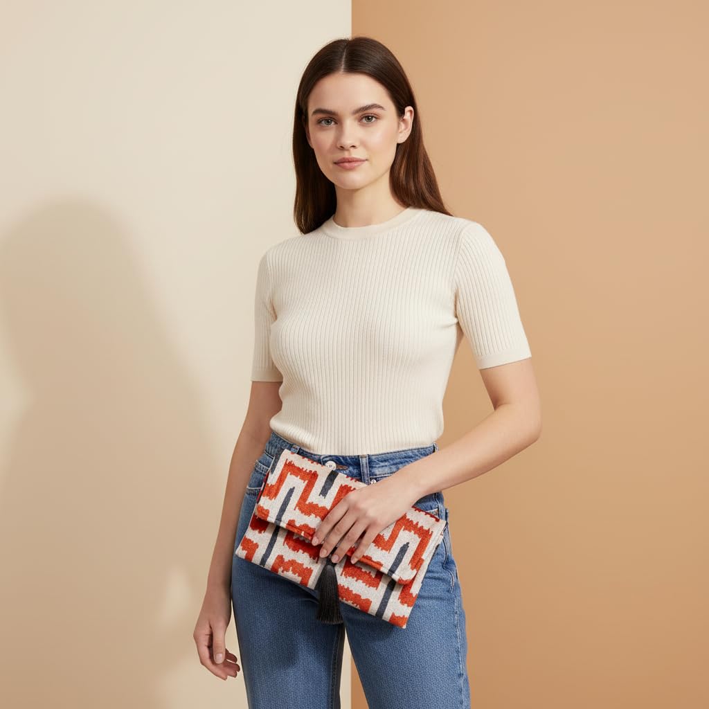 Bolso Ikat de terciopelo de seda hecho a mano, estilo sobre, diseño bohemio, patrón étnico, opción de correa de cadena, bolso de mano de fiesta de noche, bolso de mano de alta calidad, blanco