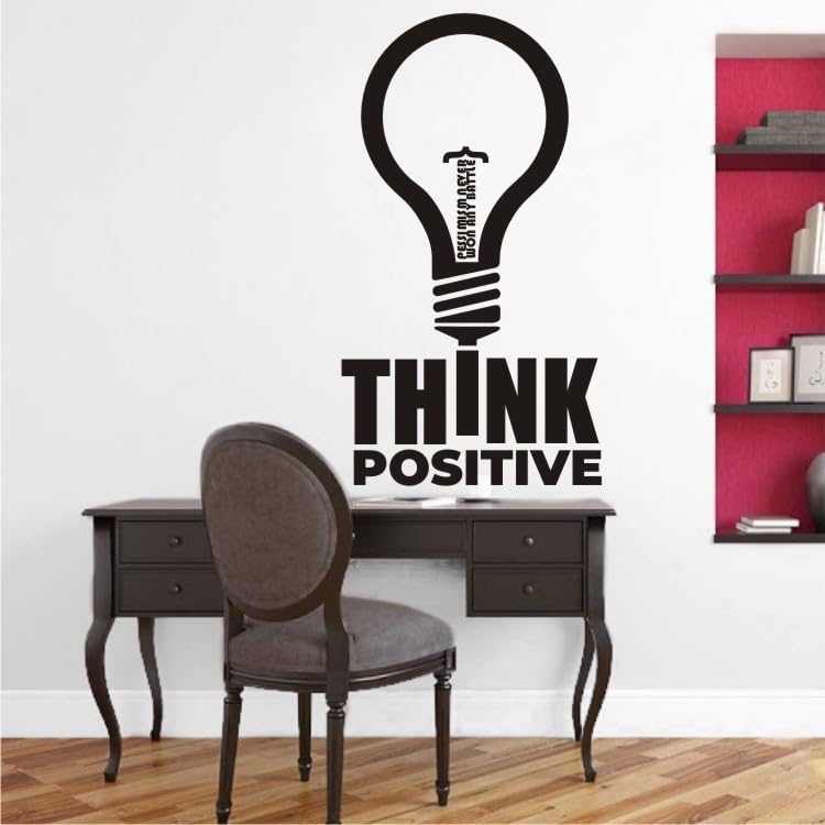 INKEDIFY 80 cm Think Positive with Bulb Quote Vinyl Wall Decal Sticker Self Adhesive Sticker (Pack of 1) (B0CG6F6QL7) Amazon Price History, Amazon Price Tracker