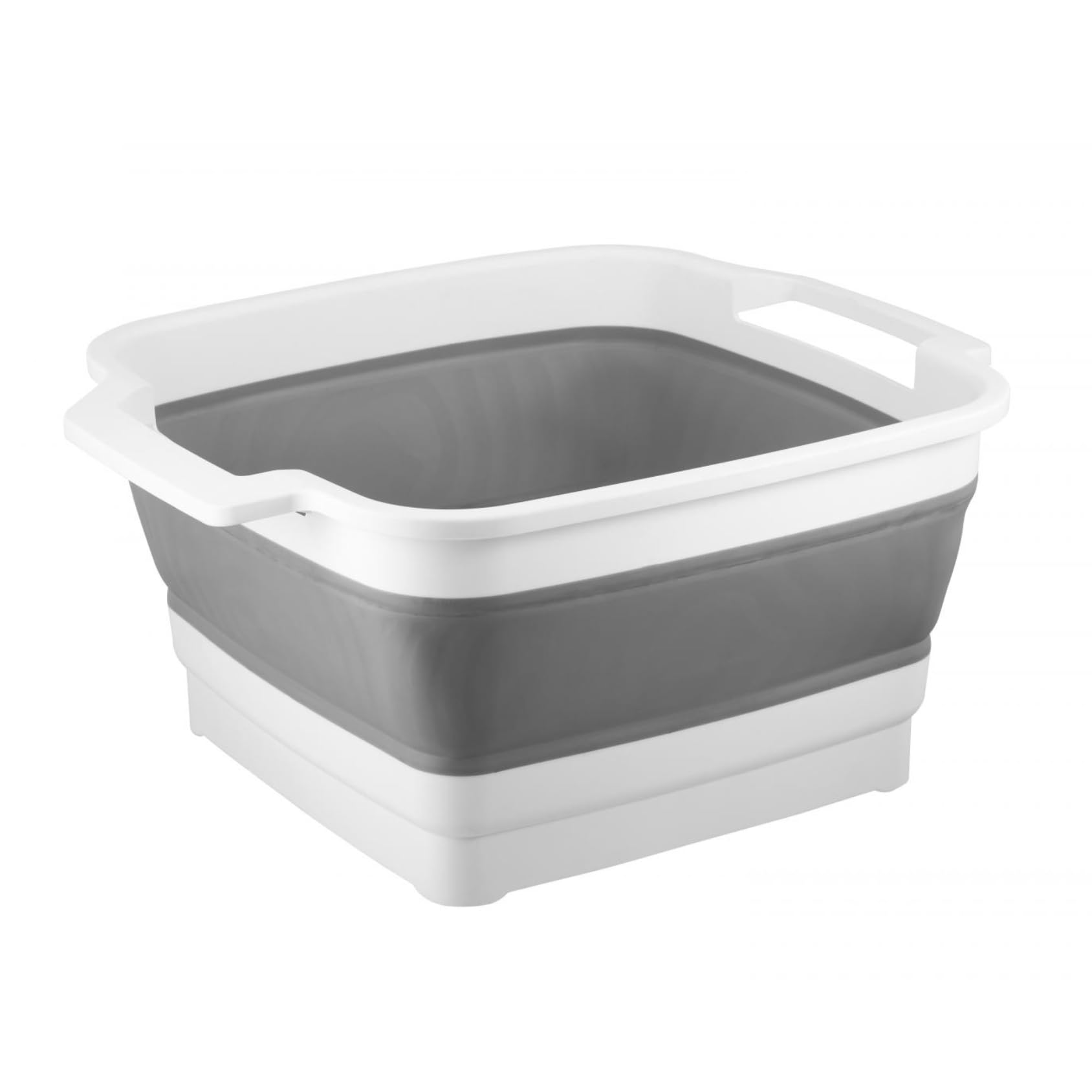 Homeshopa.com Grey Homeshopa Collapsible Dishpan With Draining Plug & Carry Handle, 9 Litre Foldable Washing Bowl, Portable Dish Washing Tub, Space Saving Sink Basin, Kitchen Storage Tray Vegetable Washing Camping