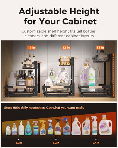 Sevenblue 2-Pack 2-Tier Height Adjustable Under Sink Organizer & Storage - Image 5