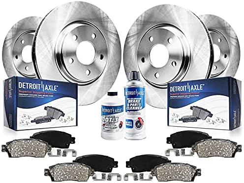 Detroit Axle - All (4) Front and Rear Disc Brake Kit Rotors w/Ceramic Pads w/Hardware & Brake Kit Cleaner for 12-15 Chevy Captiva Sport - [07-09 Equinox/Pontiac Torrent/Suzuki XL-7] - 08-10 Saturn Vue