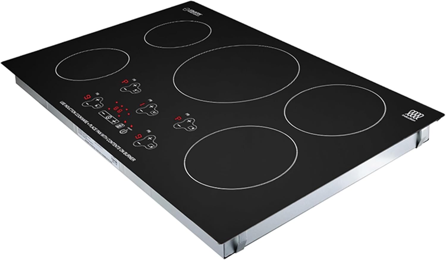 36" Black Ceramic 5-Burner Induction Cooktop with Touch Control