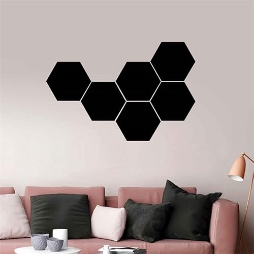 Miniatura 3 de Melissalove 6 pegatinas de pared de panal geométricos hexágonos pegatinas de pared de vinilo decoración del hogar 9.4x11.0 in D625 (negro)