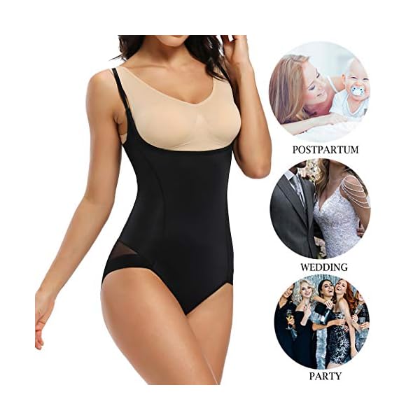 Shapewear-Bodysuit-for-Women-Tummy-Control-Full-Body-Shaper-Open-Bust-Waist-Trainer-Bodysuit JOYSHAPER Shapewear Bodysuit for Women Tummy Control Full Body Shaper Open Bust Waist Trainer Bodysuit (Black (Mesh Butt), Medium)