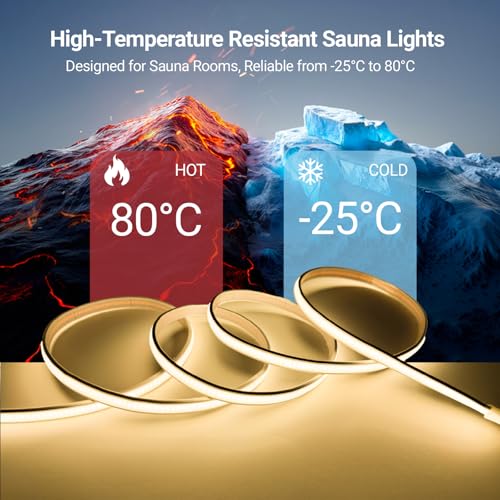 Tira LED COB 5m 3000K Blanco Cálido para Sauna IP67 miniatura 4