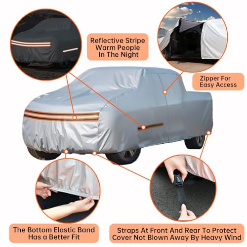 Image of Thicken Car Cover Waterproof All Weather -Full Exterior Covers for Outdoor- Rain Snow Sun Uv Hail Protection -with Driver Door Zipper- for Pickup SUV Sedan- T4(See Size Chart)