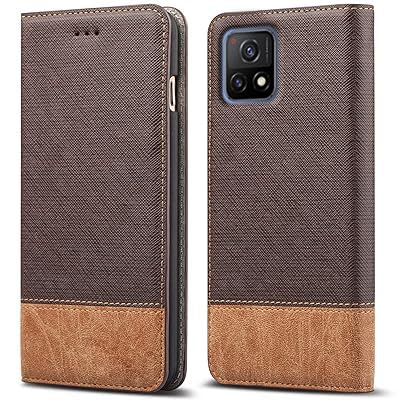 ClickCase™ for vivo Y72 5G Blazer Series Cloth & Leather Wallet Flip Case Kick Stand with Magnetic Closure Flip Cover for vivo Y72 5G (Brown)