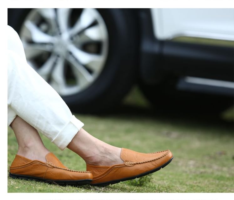 Men's Large-Sized Solid Color Casual Loafers, Comfortable Rubber Soles, Round-Tip Design, Suitable for All Seasons and Outdoor Hiking and Car Driving Wearing3