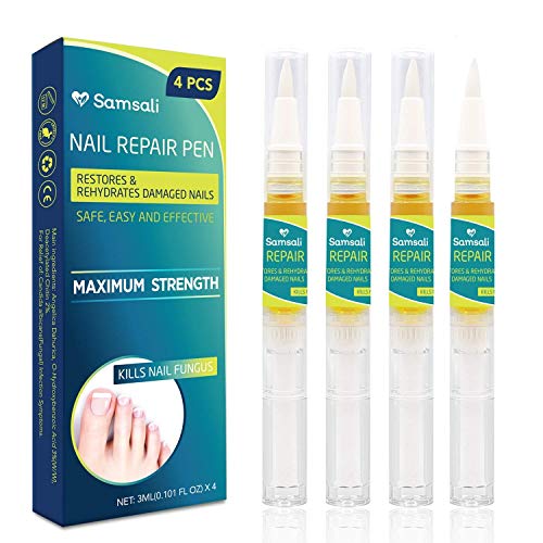 Samsali Toenail and Nail Repair Pens, Perfect for Strengthening, Clearing and Restoring Toenails and Nails, Best Toenail and Nails Care Solutions for Discolored and Damaged Nails, 4 Pcs