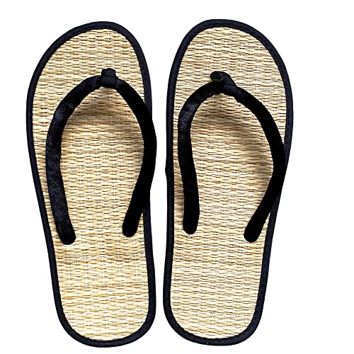 Women's Bamboo Flip Flop,Straw Beach Sandals Handmade,Straw Footwear (9, Natural color)