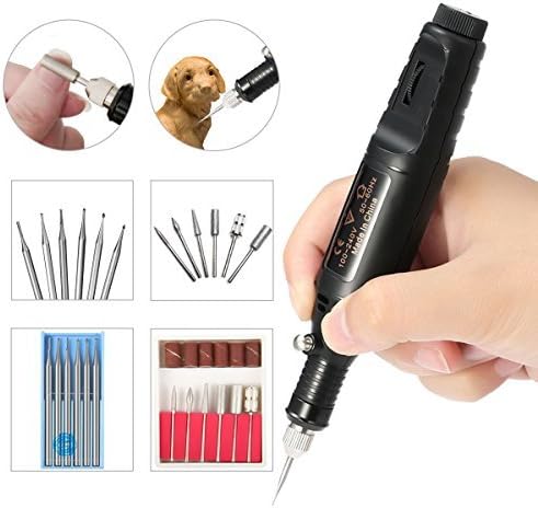 Electric Micro Engraving Pen ARTISTORE Polish Micro Carving Combo Set Adjustable Rotating Speed Carve Tool with 6X Steel Carving Head + 6X Polishing Head for DIY Olive Core, Buddha Beads, Ivory, Wood