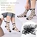 Jspupifip 10 Pairs Sheer Ankle Socks with Striped, Plaid, Mesh, Dot, Bow Patterns - Black See Through Transparent Socks for Women & Girls