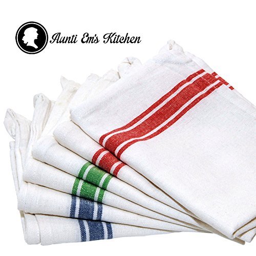 Kitchen Dish Towels with Vintage Design, Super Absorbent 100% Natural Cotton Kitchen Towels (Size: 25.5