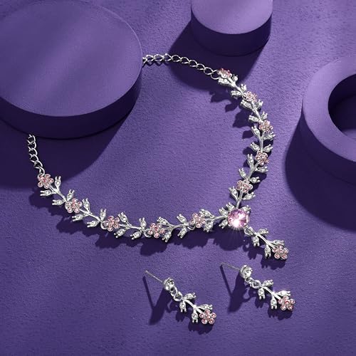 Image of Atasi International American Diamond Style Silver Plated Necklace with Earrings Jewellery Set for Women - Perfect for Party, Wedding, and Engagement