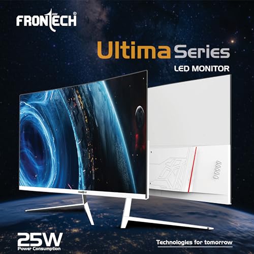 Image of FRONTECH Ultima Series 24 Inch Curved LED Monitor| Refresh Rate 100Hz, VA Panel |1800R Curve| Full HD 1080p, Bezel Less Design | HDMI & VGA Ports (MON-0072C, White)