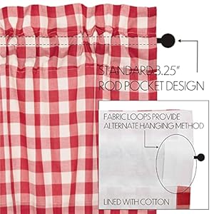 VHC Brands Annie Buffalo Check Panel Pair, 84x40, Red VHC Brands Annie Buffalo Check Panel Pair 84×40 Red