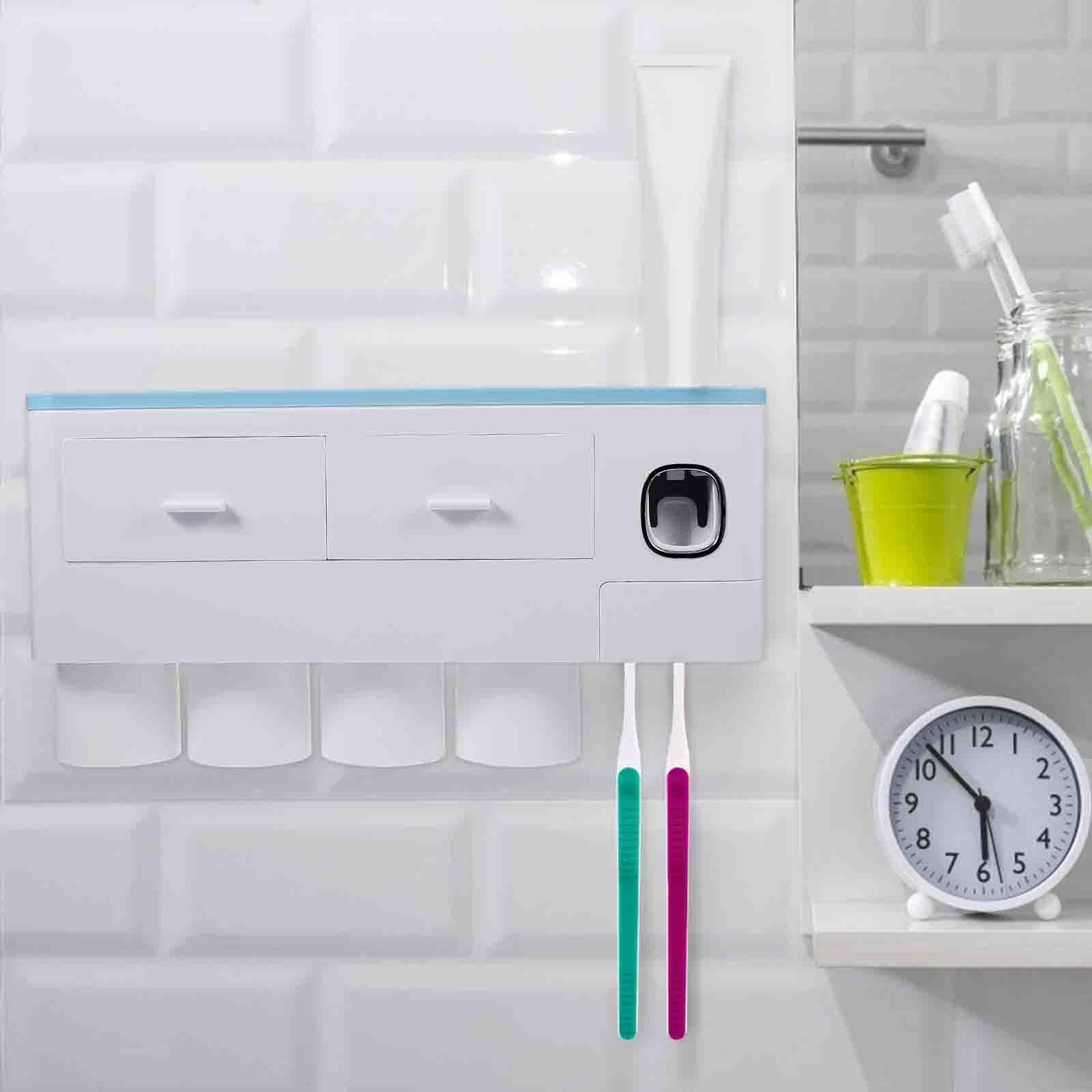 Porta Spazzolini da Muro Organizer Bagno Blu, Spremi Dentifricio