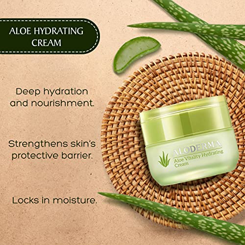 Aloderma Hydrating Face Cream With 70% Organic Aloe Vera - Hydrating Facial Cream With Hyaluronic Acid & Allantoin - Nourishing Aloe Vera Skin Cream For Women & Men - Moisturizer For All Day Hydration #TOP1