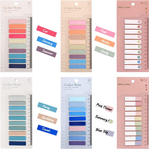 Paquete de 6 1200 pestañas adhesivas de índice, pestañas de archivo que se pueden escribir y reposicionar, para páginas o marcadores de libros, notas de lectura, archivos clasificados (color C) Cover