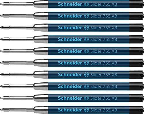 Schneider 175501 Slider 755 wkład do długopisu (technologia ViscoGlide, trwały, XB = ekstra szeroki) 10 szt. w opakowaniu, czarny