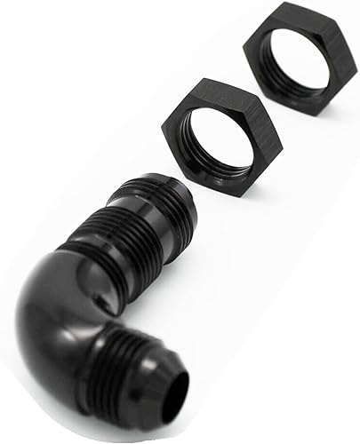Miniatura 7 de KRD PERFORMANCE 90 grados -6 AN a -6AN, una pieza de flujo completo macho Flare Bulkhead Union accesorio de combustible con tuerca AN6 de aluminio