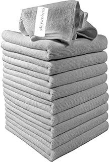 Clay Roberts Microfibre Cleaning Cloths, 40cm x 30cm - Pack of 10, Machine Washable, Polishing, Waxing & Dusting Cloth, Lint-Free, Scratch-Free