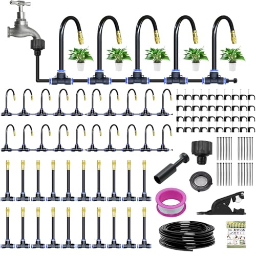 Quick-Connect Drip Irrigation System Kit,360° Curved Bewässerungssystem Garten,Automatische Bewässerungssets,Garten Bewässerung Kit,Misting System Landschaft,Flower Bed und Terrasse Pflanzen (65.62Ft)